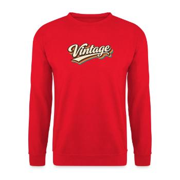Vintage Schriftzug Retro Flair - Unisex Pullover - Rot - Vorne - Alina (178cm) & Michal (187cm)