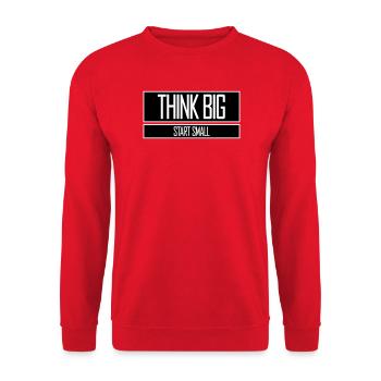 Pensez Grand, Commence, Petit, Motivation, Mentalité, Évolution. - Sweat-shirt Unisexe - rouge - Devant - Alina (178cm) & Michal (187cm)