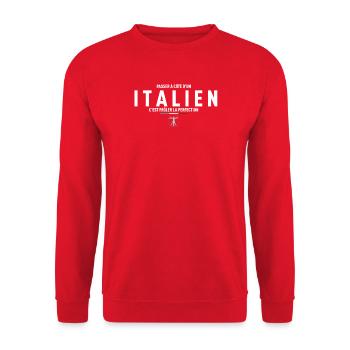 Passer A Cote D Un Italien C Est Froler La Perf... - Sweat-shirt Unisexe - rouge - Devant - Alina (178cm) & Michal (187cm)