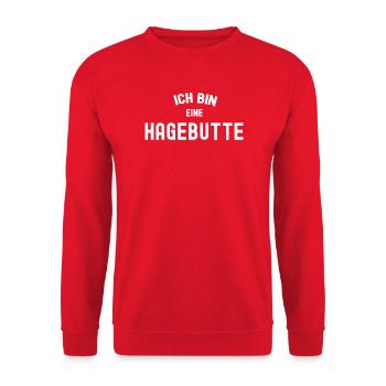 ICH BIN EINE HAGEBUTTE Karneval Kostüm Outfit  - Unisex Pullover - Rot - Vorne - Alina (178cm) & Michal (187cm)