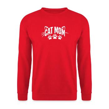 Lettrage des Pattes de Maman Chat - Sweat-shirt Unisexe - rouge - Devant - Alina (178cm) & Michal (187cm)