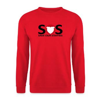 Sos staffies - 131 - Sweat-shirt Unisexe - rouge - Devant - Alina (178cm) & Michal (187cm)