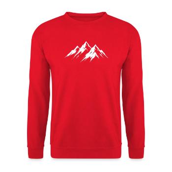 Berge Alpen Wandern Bergsteiger Outdoor Motiv - Unisex Pullover - Rot - Vorne - Alina (178cm) & Michal (187cm)