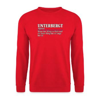 Alltagsflucht Bergtour Unterbergt Berge Wandern - Unisex Pullover - Rot - Vorne - Alina (178cm) & Michal (187cm)
