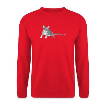 Graue Maus Illustration Ratte Nagetier - Unisex Pullover - Rot - Vorne - Alina (178cm) & Michal (187cm)