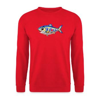 Portugiesische Sardine - Unisex Pullover - Rot - Vorne - Alina (178cm) & Michal (187cm)