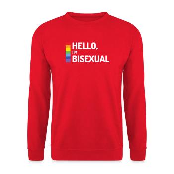 Hallo, ich bin bisexuell - Unisex Pullover - Rot - Vorne - Alina (178cm) & Michal (187cm)