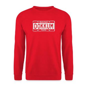 T-Shirt Dokkum Hoodie Ijsselmeer Holland - Sweat-shirt Unisexe - rouge - Devant - Alina (178cm) & Michal (187cm)