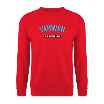 Design Graphique Yahweh Spirituel - Sweat-shirt Unisexe - rouge - Devant - Alina (178cm) & Michal (187cm)