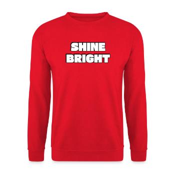 Shine Bright: Mutige Typografie - Unisex Pullover - Rot - Vorne - Alina (178cm) & Michal (187cm)