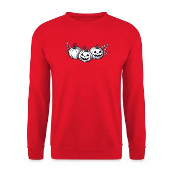 Trio of Gray Halloween Pumpkins - Unisex Sweatshirt - red - Front - Alina (178cm) & Michal (187cm)