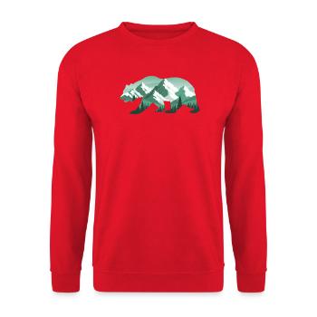 Bear Nature Mountains Forest - Unisex Sweatshirt - red - Front - Alina (178cm) & Michal (187cm)