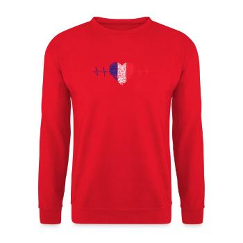 Cœur avec Tricolore, France - Sweat-shirt Unisexe - rouge - Devant - Alina (178cm) & Michal (187cm)