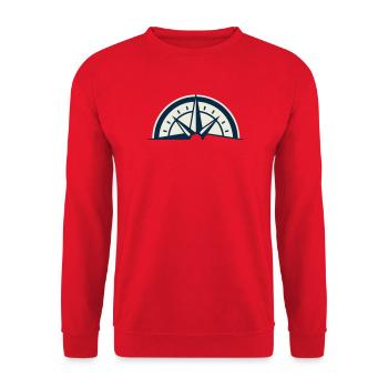 Bergretter Kompass Wappen - Unisex Pullover - Rot - Vorne - Alina (178cm) & Michal (187cm)