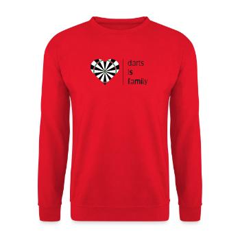 Darts is family (dark) - Unisex Pullover - Rot - Vorne - Alina (178cm) & Michal (187cm)