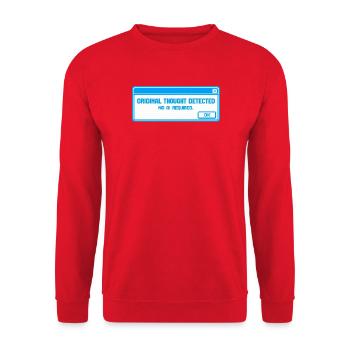 Ursprünglicher Gedanke erkannt – Anti-KI-Schlam - Unisex Pullover - Rot - Vorne - Alina (178cm) & Michal (187cm)