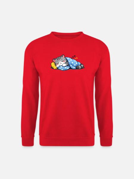 Polka Dot Kätzchen-Traumschlaf - Unisex Pullover - Rot