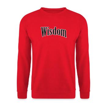 Wisdom Schriftzug Retro - Unisex Pullover - Rot - Vorne - Alina (178cm) & Michal (187cm)