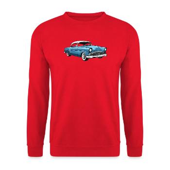 Retro US car in blue - Unisex Sweatshirt - red - Front - Alina (178cm) & Michal (187cm)