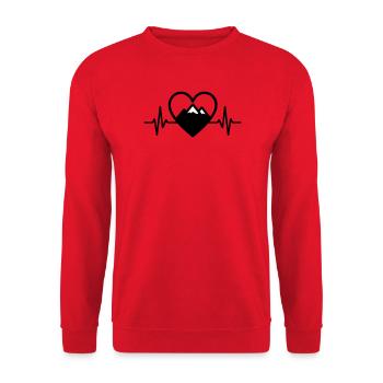 Berge Herz Natur Abenteuer - Unisex Pullover - Rot - Vorne - Alina (178cm) & Michal (187cm)