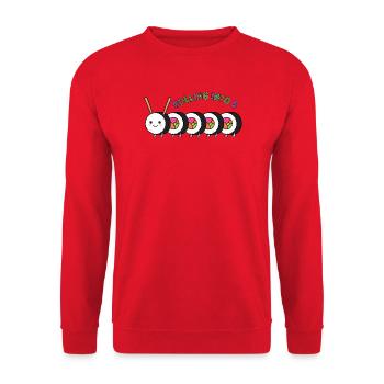 Rolling Into 5 Sushi Geburtstag - Unisex Pullover - Rot - Vorne - Alina (178cm) & Michal (187cm)