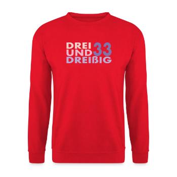 33. Geburtstag Geschenk Mann Frau - Unisex Pullover - Rot - Vorne - Alina (178cm) & Michal (187cm)