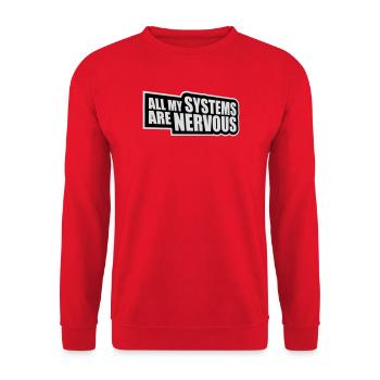Tous mes systèmes sont nerveux, peur drôle, logo de nerd - Sweat-shirt Unisexe - rouge - Devant - Alina (178cm) & Michal (187cm)
