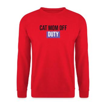 Cat Mom Off Duty - Katzen Geschenk - Unisex Pullover - Rot - Vorne - Alina (178cm) & Michal (187cm)