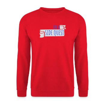 On A Side Quest Gaming Adventure Spruch Logo Text - Unisex Pullover - Rot - Vorne - Alina (178cm) & Michal (187cm)