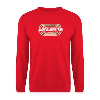 Arbeitskollege Jugendarbeiter - Unisex Pullover - Rot - Vorne - Alina (178cm) & Michal (187cm)
