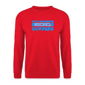 Geschenk für Michel - Unisex Pullover - Rot - Vorne - Alina (178cm) & Michal (187cm)