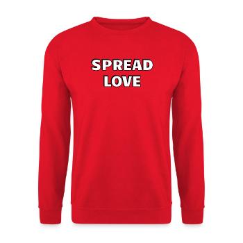 Spread Love Fett Schwarz Weiß Typografie - Unisex Pullover - Rot - Vorne - Alina (178cm) & Michal (187cm)