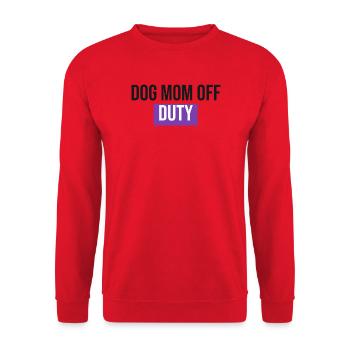 Dog Mom Off Duty - Hunde Geschenk - Unisex Pullover - Rot - Vorne - Alina (178cm) & Michal (187cm)