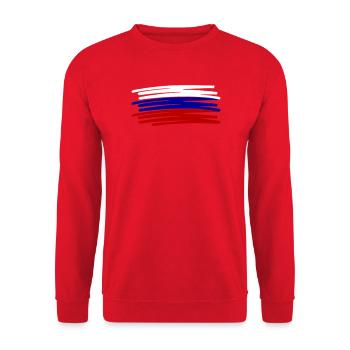 Russland Flagge Fahne Strichzeichnung gemalt - Unisex Pullover - Rot - Vorne - Alina (178cm) & Michal (187cm)