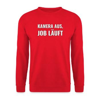 Remote Job Geschenk für den Berufseinstieg - Unisex Pullover - Rot - Vorne - Alina (178cm) & Michal (187cm)