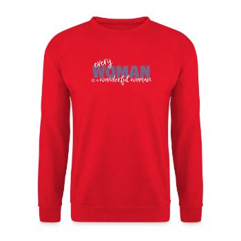 Every Woman is a Wonderful Woman - Unisex Pullover - Rot - Vorne - Alina (178cm) & Michal (187cm)