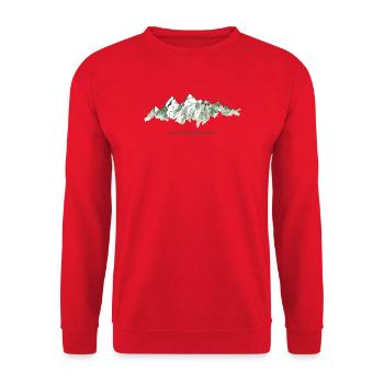 Berg Aquarell Design – Ruhe der Gipfel - Unisex Pullover - Rot - Vorne - Alina (178cm) & Michal (187cm)