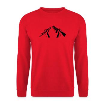 Broken Rifle - Symbol of Peace - Unisex Sweatshirt - red - Front - Alina (178cm) & Michal (187cm)