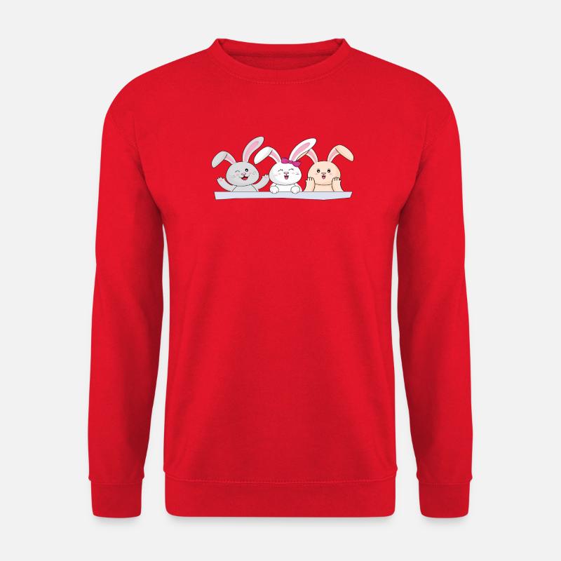 Fröhliches Hasen Trio - Unisex Pullover - Rot