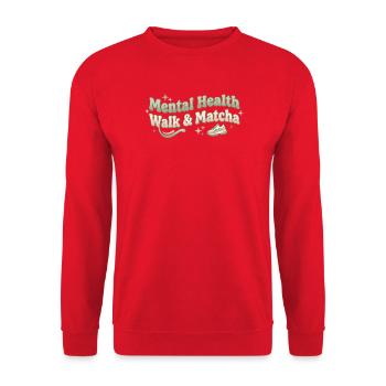 Matcha Walk Tee Spaziergang Trend Grüntee - Unisex Pullover - Rot - Vorne - Alina (178cm) & Michal (187cm)
