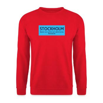 Stockholm Glitzerndes Stadtdesign - Unisex Pullover - Rot - Vorne - Alina (178cm) & Michal (187cm)