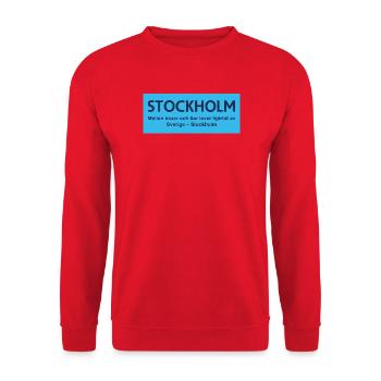 Stockholmer Brücken- und Inseldesign - Unisex Pullover - Rot - Vorne - Alina (178cm) & Michal (187cm)