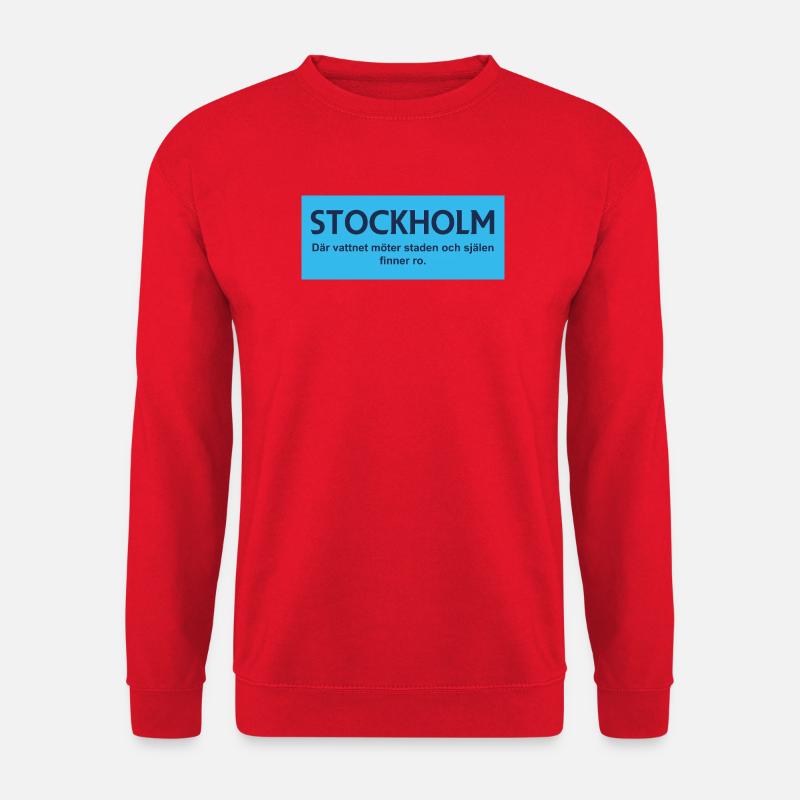 Stockholm Wasser- und Stadttextdesign - Unisex Pullover - Rot