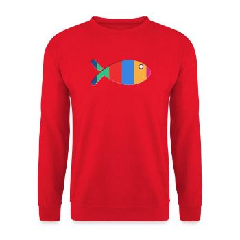 POISSON. MEMOIRE. SARDINE. POISSON D'AVRIL. MER - Sweat-shirt Unisexe - rouge - Devant - Alina (178cm) & Michal (187cm)