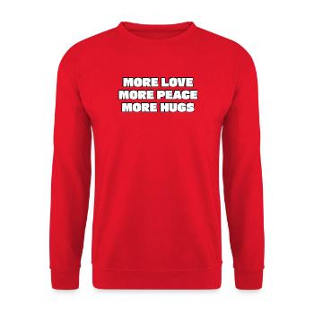 Mehr Liebe Mehr Frieden Mehr Umarmungen - Unisex Pullover - Rot - Vorne - Alina (178cm) & Michal (187cm)