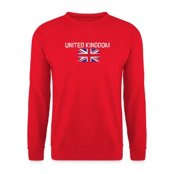 Druck der britischen Notflagge - Unisex Pullover - Rot - Vorne - Alina (178cm) & Michal (187cm)