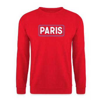 Pariser Straßenschild Himmelblau - Unisex Pullover - Rot - Vorne - Alina (178cm) & Michal (187cm)