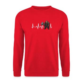 Dwarf Hammer Herzschlag - Unisex Pullover - Rot - Vorne - Alina (178cm) & Michal (187cm)