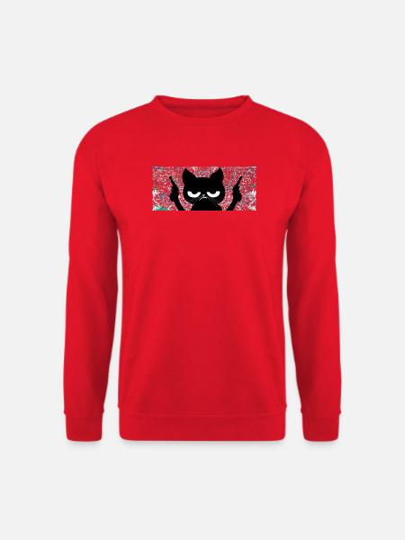 Katze mit Pistolen - Unisex Pullover - Rot