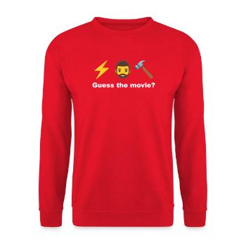 Das Hammermotiv des Donnergottes - Unisex Pullover - Rot - Vorne - Alina (178cm) & Michal (187cm)